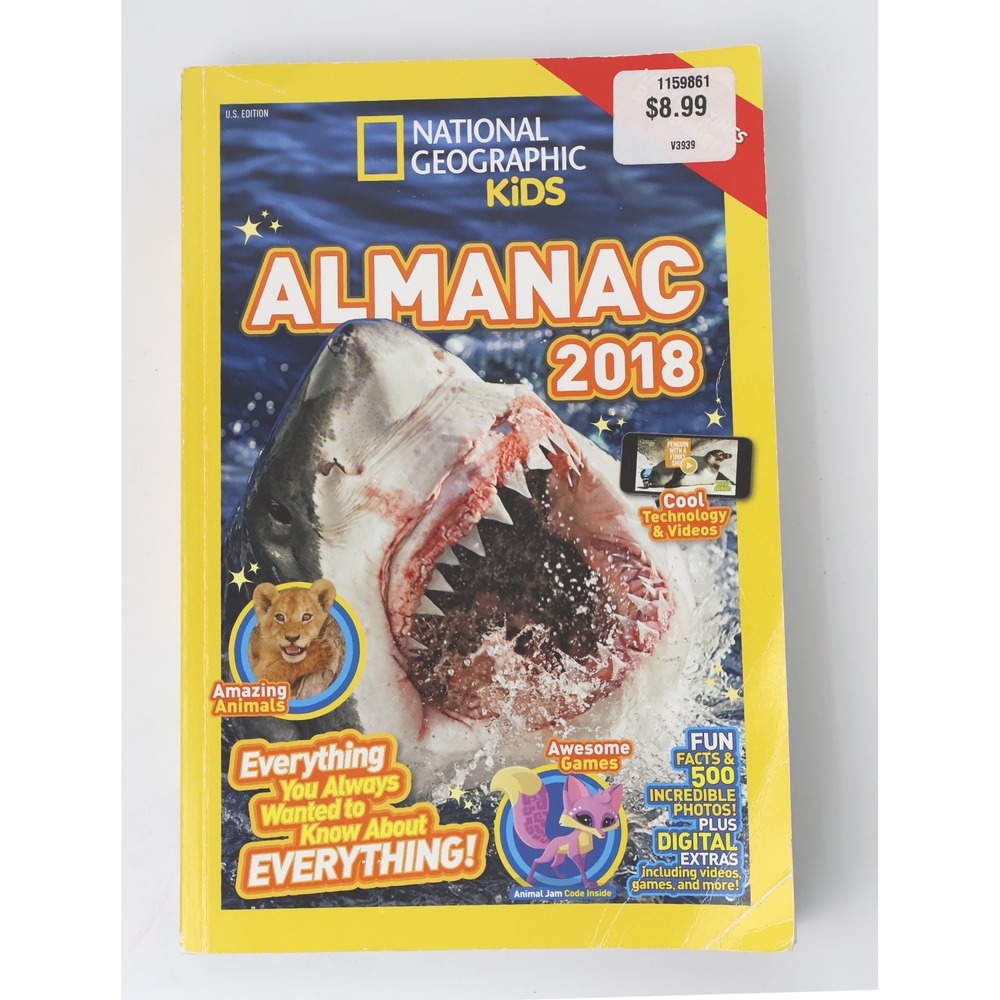 National Geographic Kids Almanac 2018 Softcover Shark Cover U.S. Edition Facts